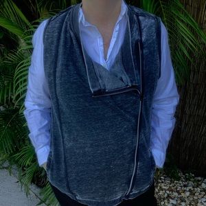 DKNY soft wash denim zip-up vest